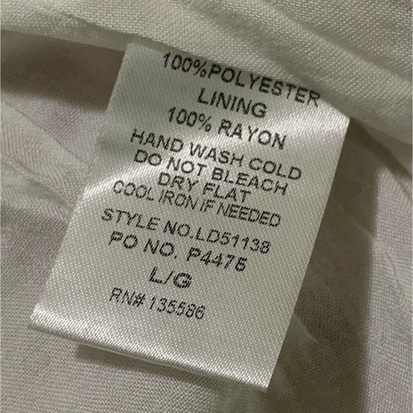 Mainstrip High Neck Ruffled Long Sleeve Beige White Polka Dot Dress Size Large - Picture 10 of 10